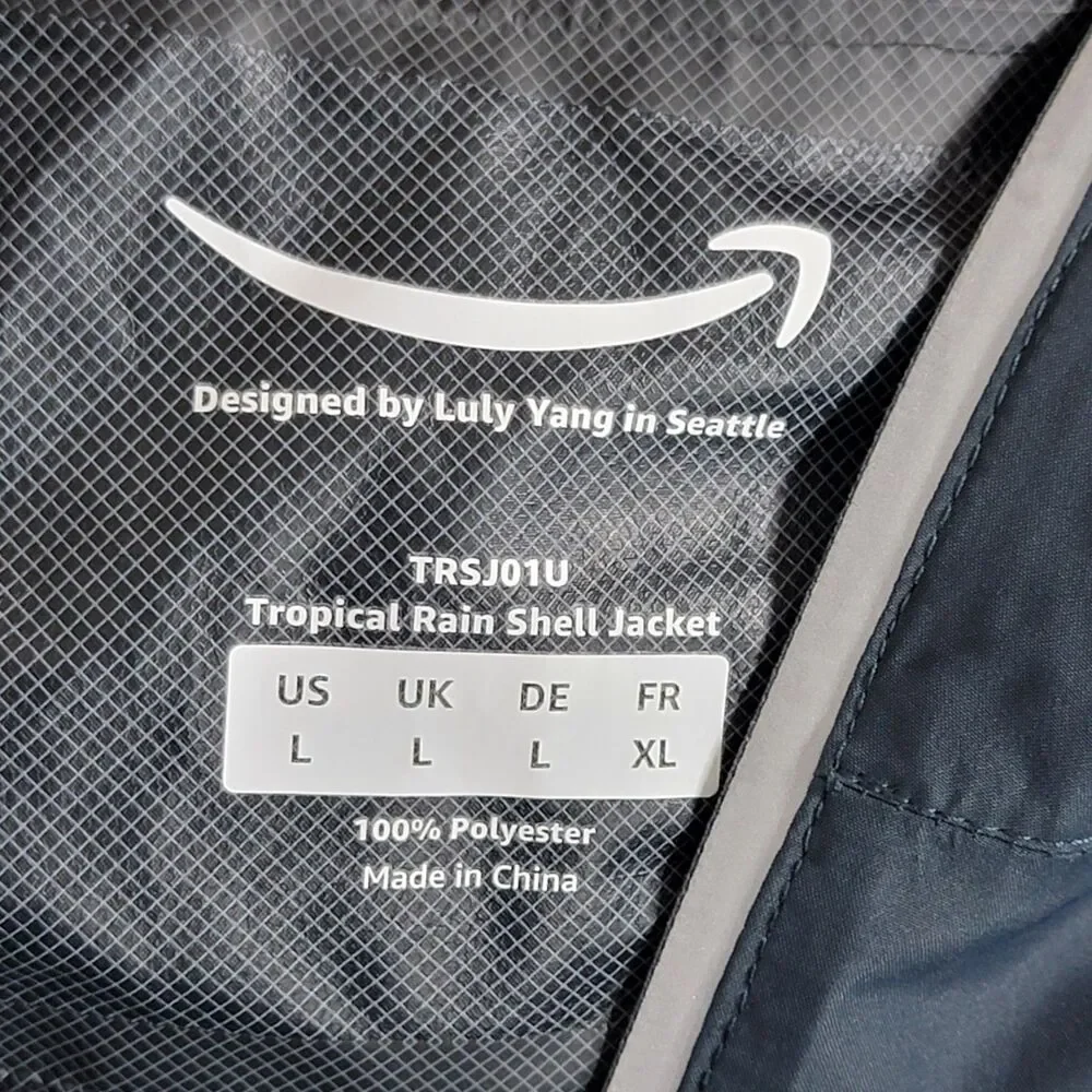 Amazon Tropical Rain Shell Jacket Mens Large Blue Vented Zip Luly Yang Workwear